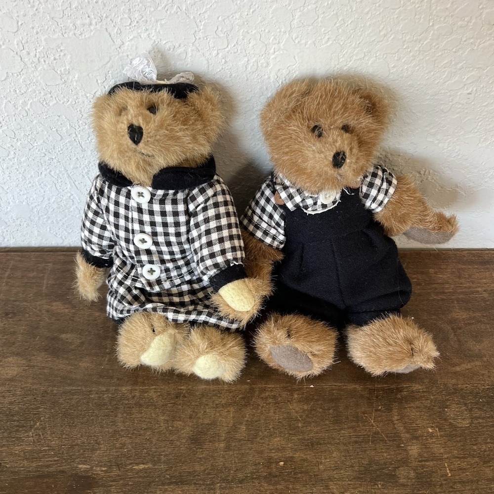 RARE  Boyds Bears Retired Edmund & Bailey‎ Black & White Check